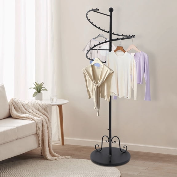 Spiral Rotating Clothing Rack, Heavy Duty Garment Rack, Sturdy Freestanding Hanger