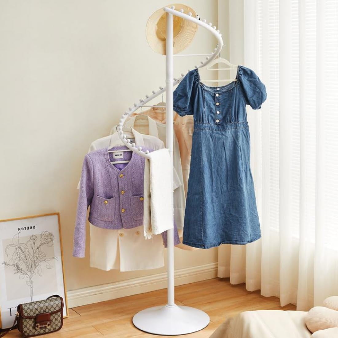 Spiral Rotating Garment Rack, Metal Clothing Rack Freestanding Coat ...