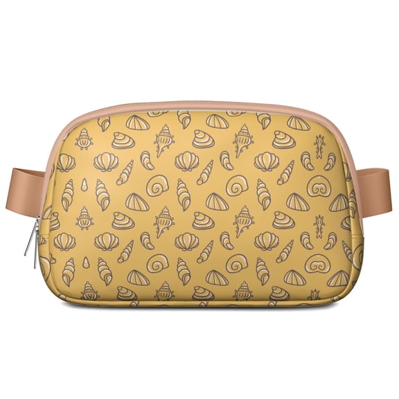 Spiral Seashell Fanny Pack – Waterproof Marine-Themed Waist Bag with Cute Starfish and Coral Design – Adjustable Belt Bag for Coastal Adventures and Running
