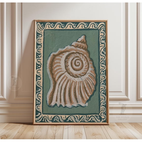 Spiral Seashell Poster, Rustic Coastal Art Print, Paper Wall Decor, Poster Only