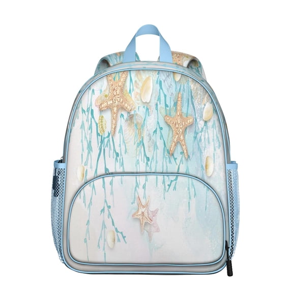Spiral Seashell Student Backpack - Durable Oxford Fabric Travel and School Backpack with Cute Fish and Tropical Coral Print, Comfortable Dual Shoulder Support