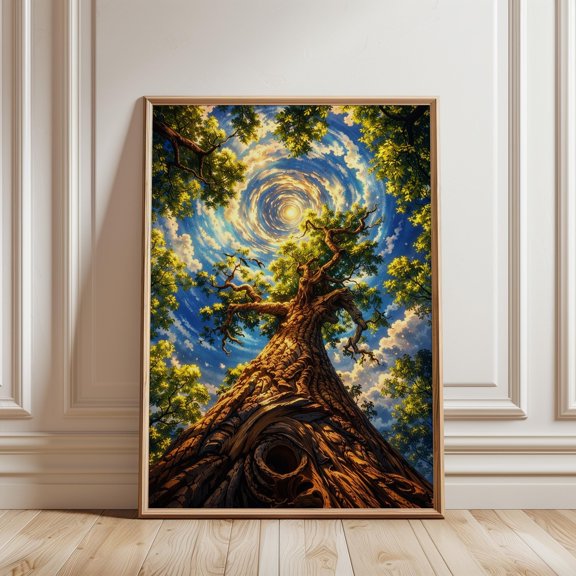 Spiral Sky Tree Poster Nature Poster Looking Up Forest Wall Art , Poster Print Only