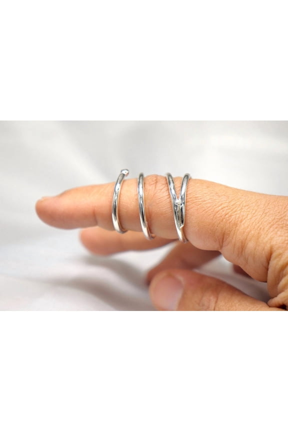 Spiral Splint Ring 925 Silver Adjustable Wrap Around Spiral Open Ring Minimalist Artisan Jewelry Everyday Wear
