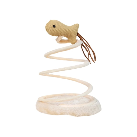 Spiral Spring Cat Toy with Linen Disc Base, Interactive Plush Mouse and Spring Toy for Indoor Cat Exercise, B