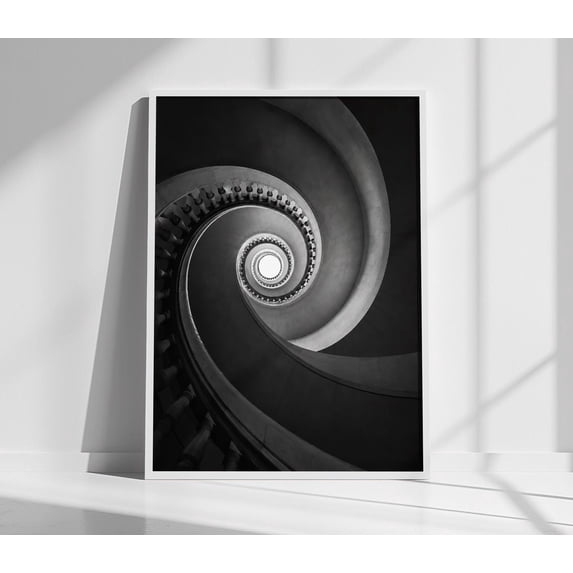 Spiral Staircase Wall Art And White Architecture Print Museum Modern ...