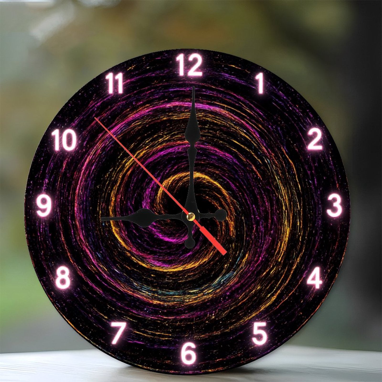 Spiral Starry Wall Clock Colorful Vibrant Home Decor 10-Inch Silent ...