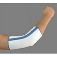 thumbnail image 1 of Alpha Medical Slip On Spiral Stay Compression Elbow Brace: Supportive Relief for Elbow Injuries (X-Large, White w/ Blue Trim), 1 of 2