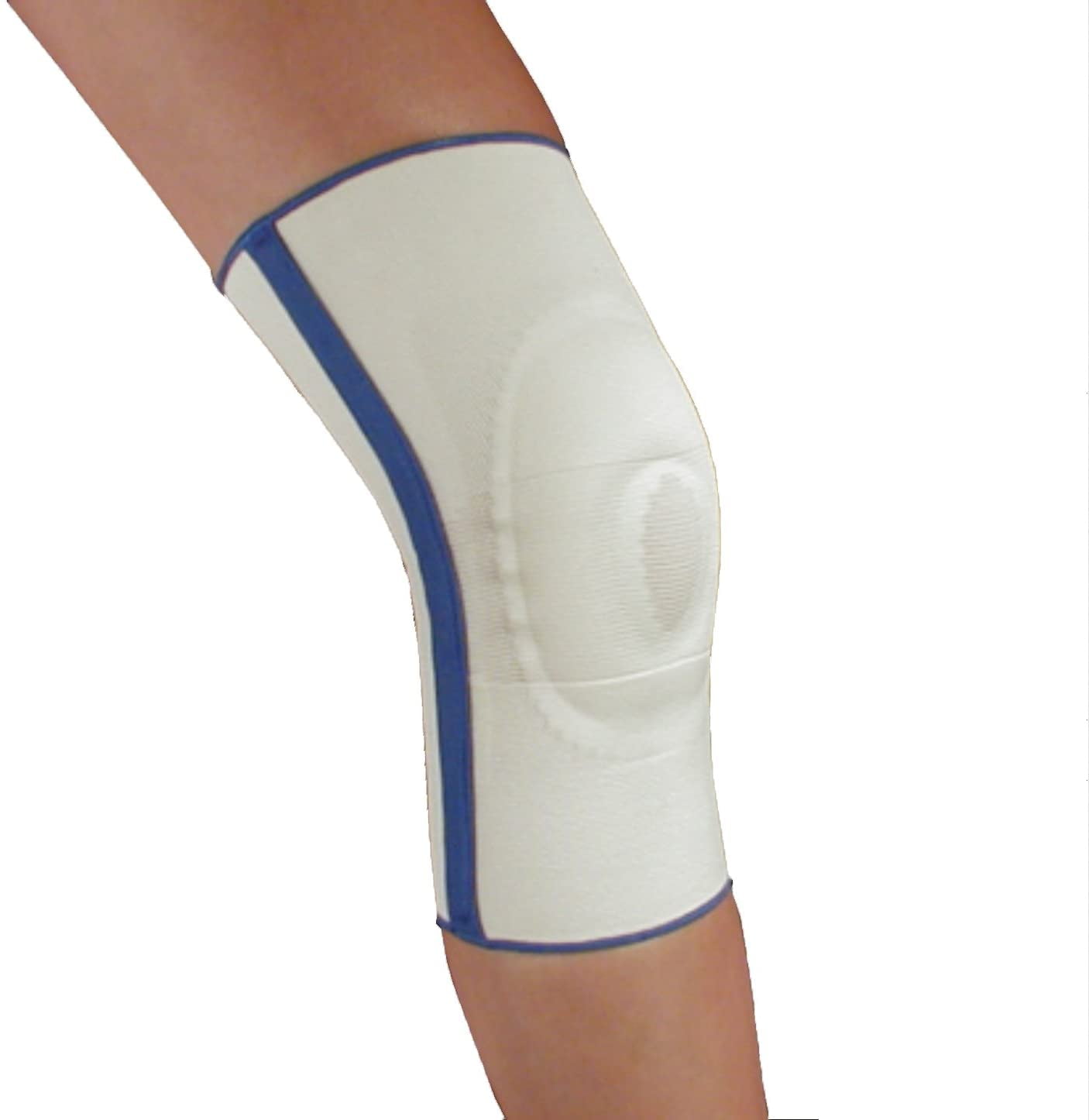 Spiral Stay Knee Brace With Visco Patella Stablizer (Small White w/ Blue Trim)