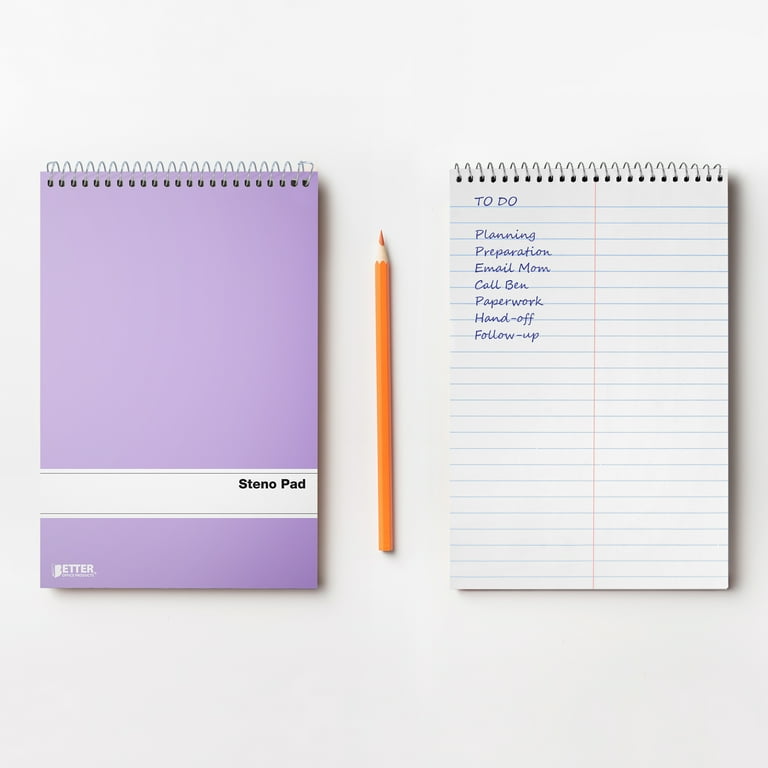 Steno Pad, Gregg Rule, Assorted Cover Colors, 80 White 6 x 9 Sheets, 4/Pack Steno Pad, Gregg Rule, Assorted Cover Colors, 80 White 6 x 9 Sheets, 4/Pack