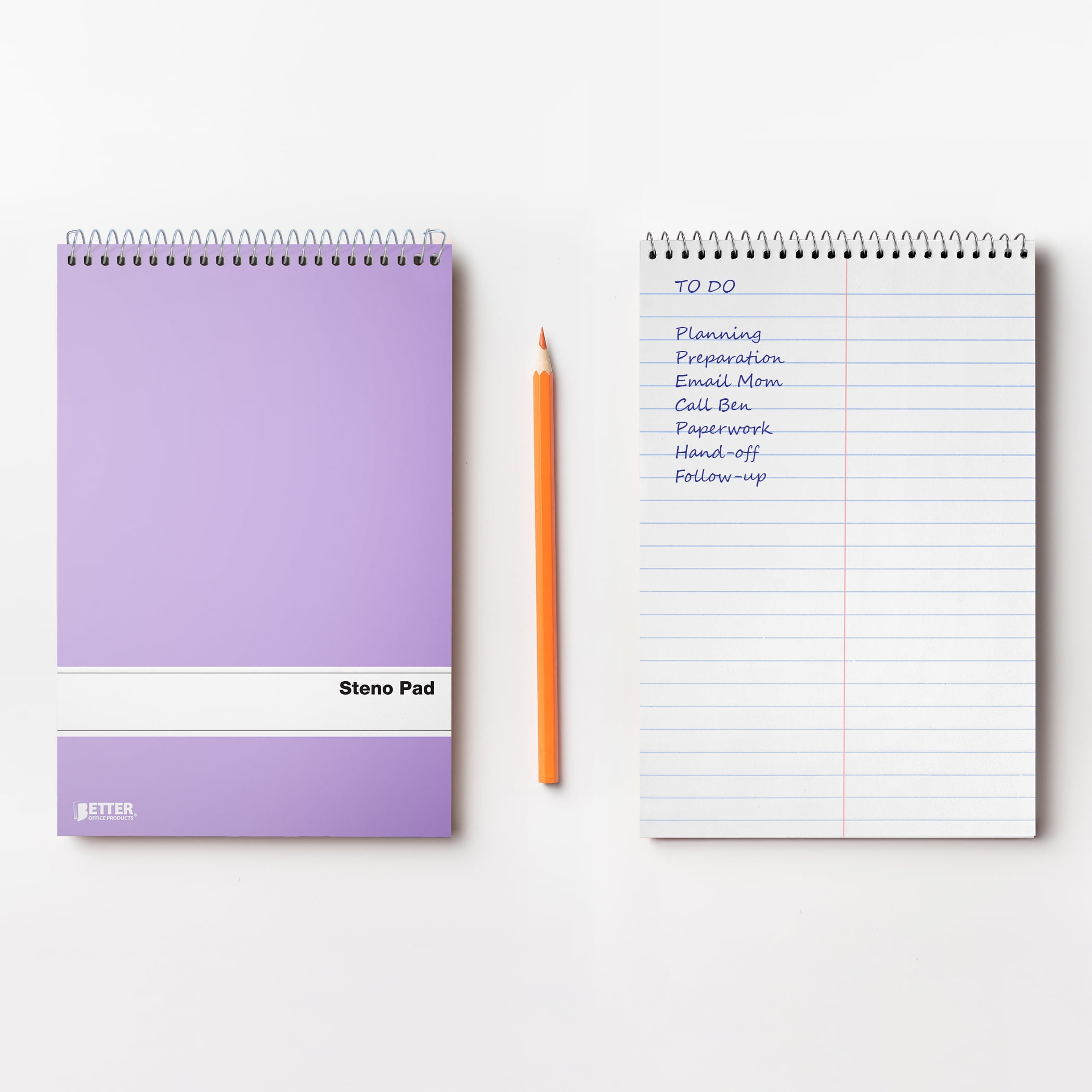 Spiral Steno Pads, 10 Pack, 6 x 9 inches, 80 Sheets, White Paper, Gregg