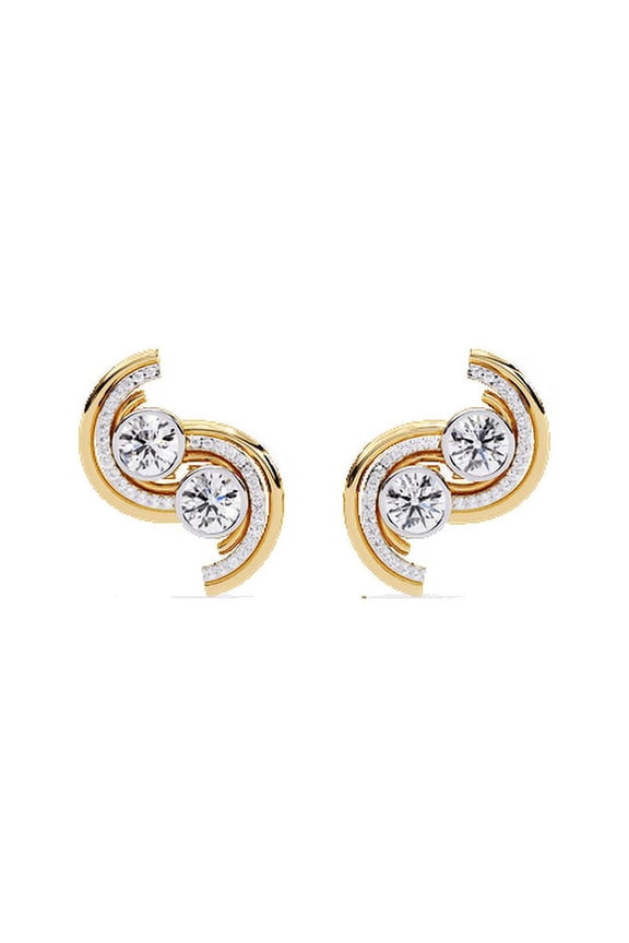 Spiral Stud Earring 2.05 ct Lab Grown CVD Diamond 18K Clarity-VVS2 Color-F