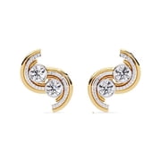 Spiral Stud Earring 2.05 ct Lab Grown CVD Diamond Clarity-VVS2 Color-F - White 14kt