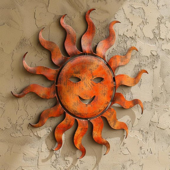 Spiral Sun Metal Wall Art with Radiant Design, Outdoor Decorative Wall Decor