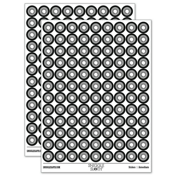 Spiral Swirl in Circle 200+ Round Stickers - Black - Gloss Finish - 0.50" Size