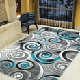 thumbnail image 1 of Spiral/Swirls Modern Contemporary Hand Carved Area Rug-Silver/Turquoise/Gray/Black, 1 of 7