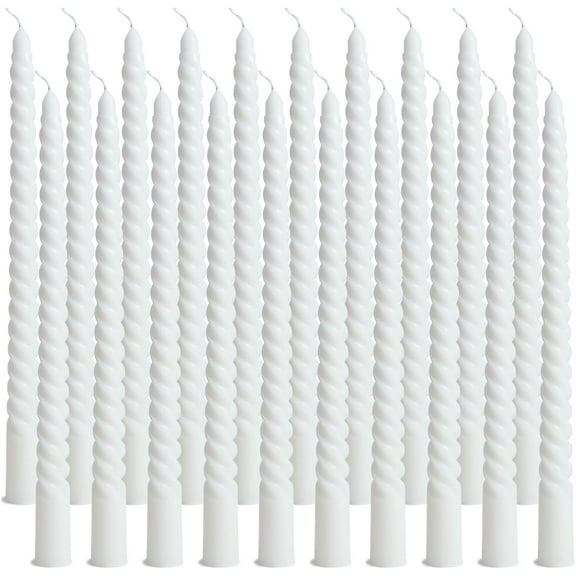 Spiral Taper Candles,10 Inch Twisted Taper Candles,Unscented Dripless Twisted Candlesticks, White Spiral Candle for Home Decoration,Dinner Party Wedding Holiday (12 Pcs)