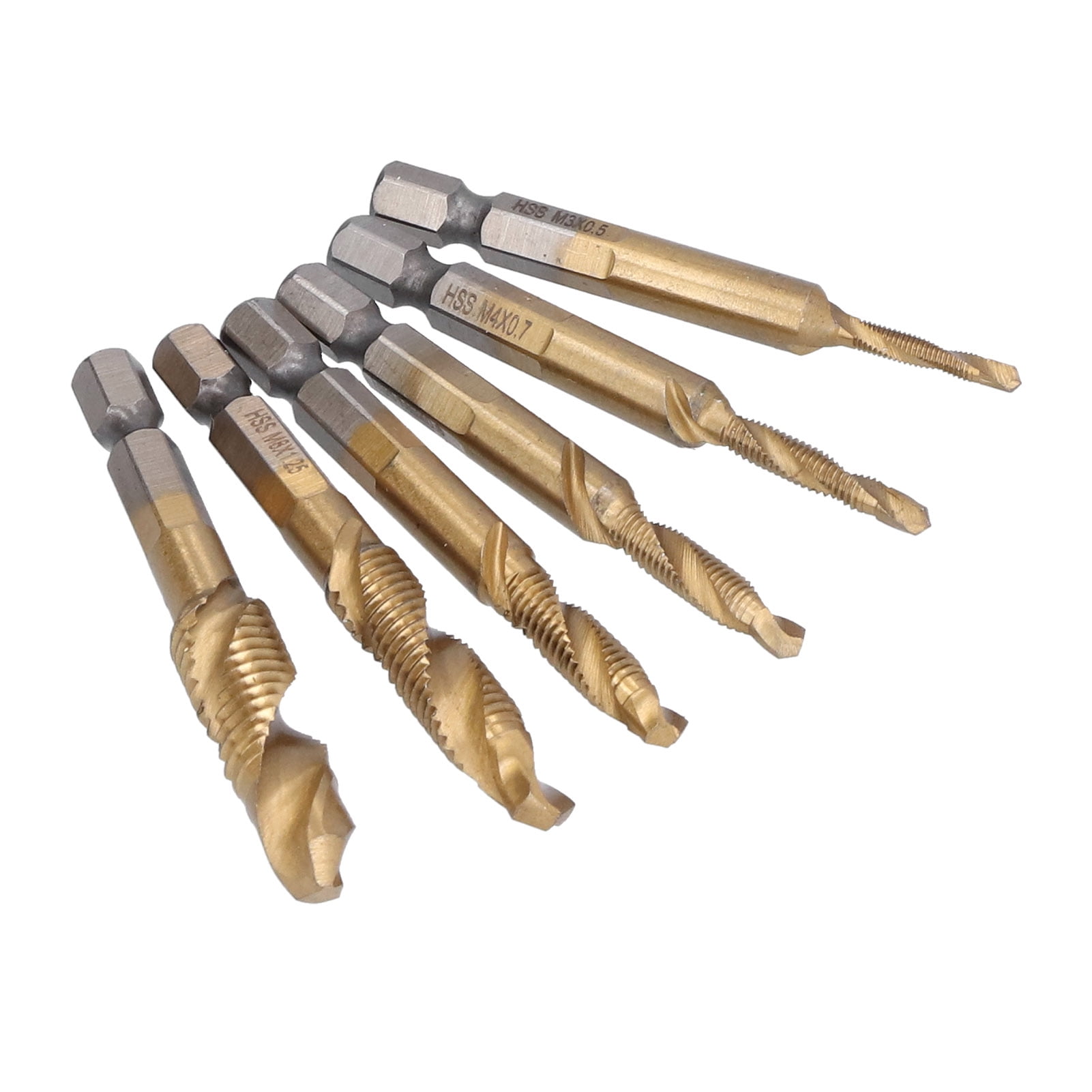 Spiral Taps Bits, Wear Resistance Drill Tap Bit Set Standard Sizes With