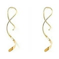 thumbnail image 1 of Spiral Threader Earrings, 925 Sterling Silver, Drop Dangle Handmade Twisted Linear Curved Minimal Everyday Earrings (Gold), 1 of 4