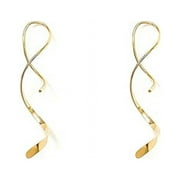 Spiral Threader Earrings, 925 Sterling Silver, Drop Dangle Handmade Twisted Linear Curved Minimal Everyday Earrings (Gold)