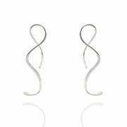 MANGOFEEL Spiral Threader Earrings 925 Sterling Silver Handmade Twisted Curved Pull Through Earrings