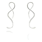 MANGOFEEL Spiral Threader Earrings 925 Sterling Silver Handmade Twisted Curved Pull Through Earrings
