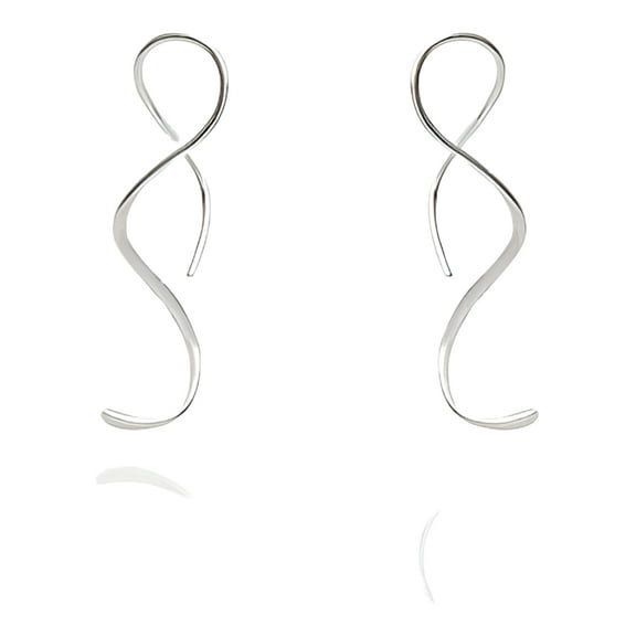 Spiral Threader Earrings 925 Sterling Silver Handmade Twisted Curved Pull Through Earrings