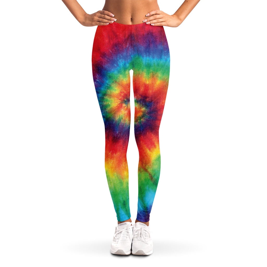 Spiral Tie Dye Print Leggings, Hippie Sexy Yoga Leggings For Women.