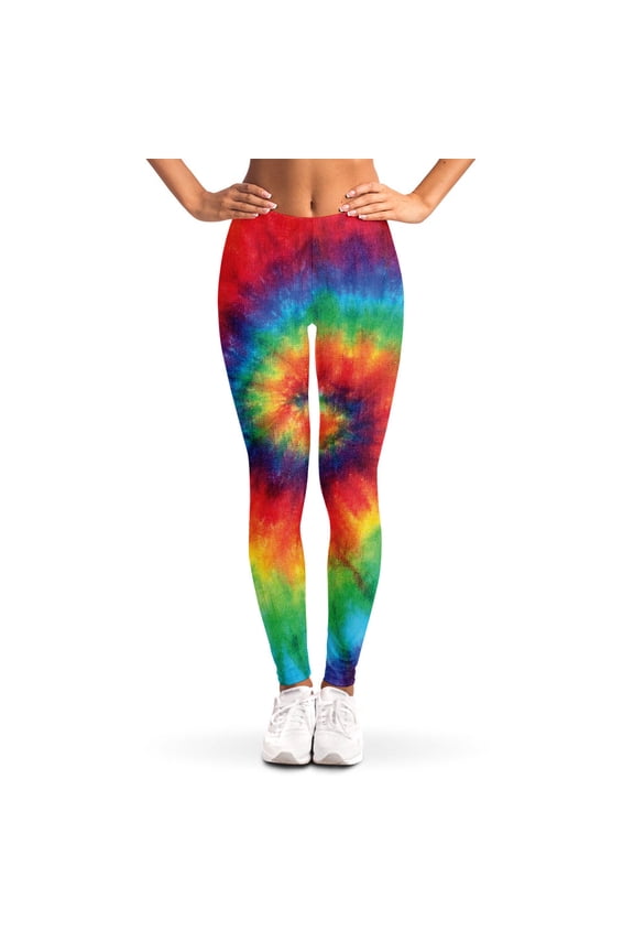 Spiral Tie Dye Print Leggings, Hippie Sexy Yoga Leggings For Women.