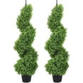 thumbnail image 1 of Spiral Topiary Artificial Cypress,Fake Trees for Outdoor and Indoor, Front Door Plants,Topiary Trees Artificial Outdoor with Plastic Pot,Set of 2(35inch), Special Green Color, 1 of 7