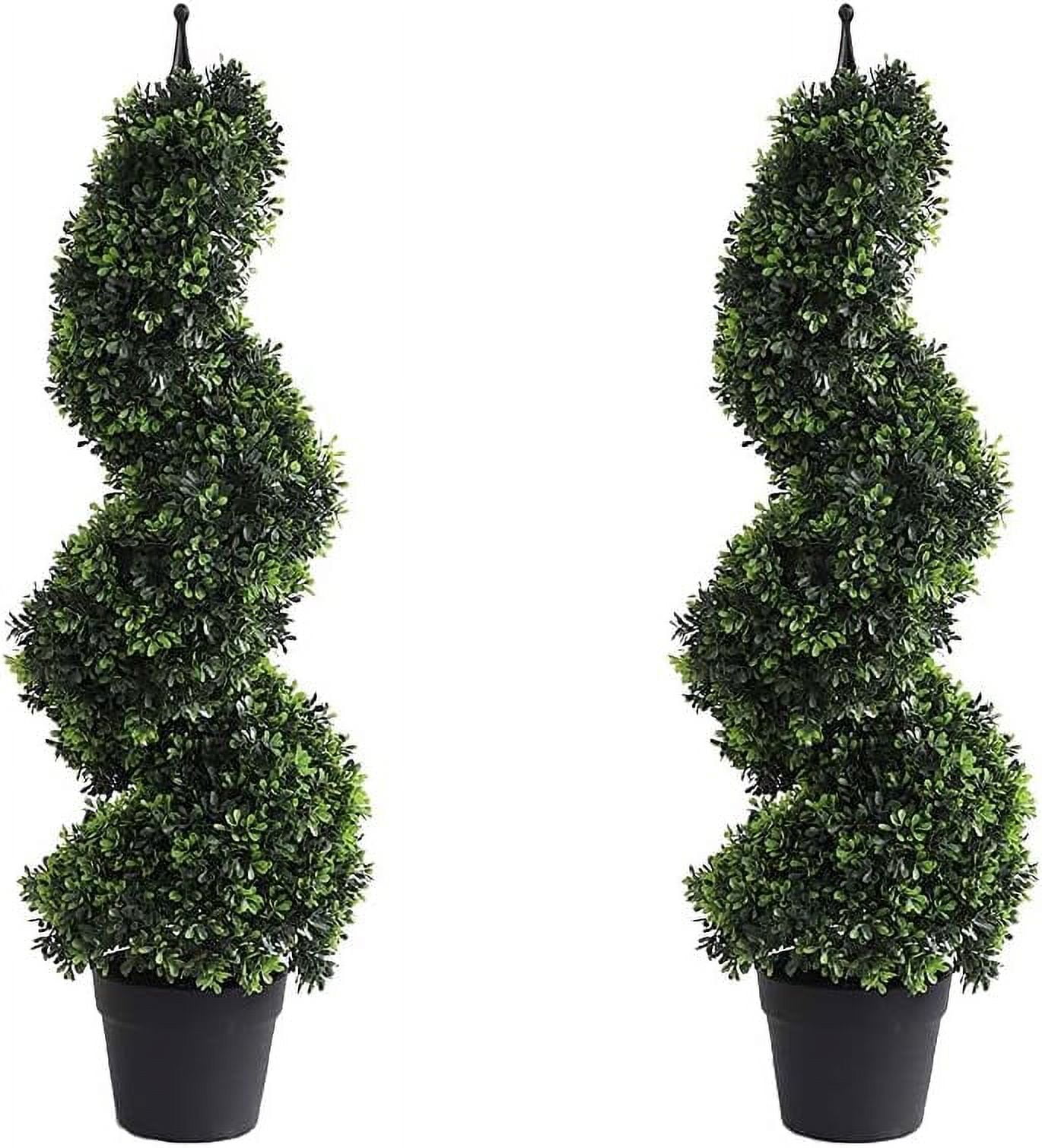 35in Artificial Cedar Topiary Tree, Natural Look Leaf, Indoor/Outdoor