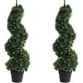 35in Artificial Cedar Topiary Tree, Natural Look Leaf, Indoor/Outdoor