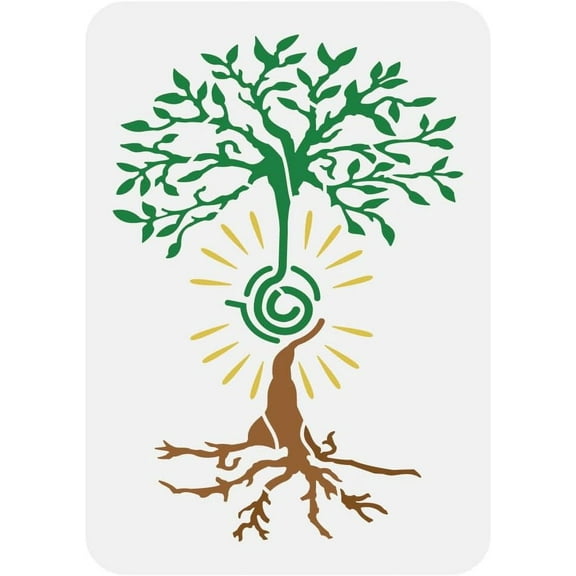 The Spiral Tree of Life Painting Stencil 8.3x11.7Inch Reusable Celtic Tree Spraying Stencil Large Plants Themes Stencil PET Hollow Out Decorative Template