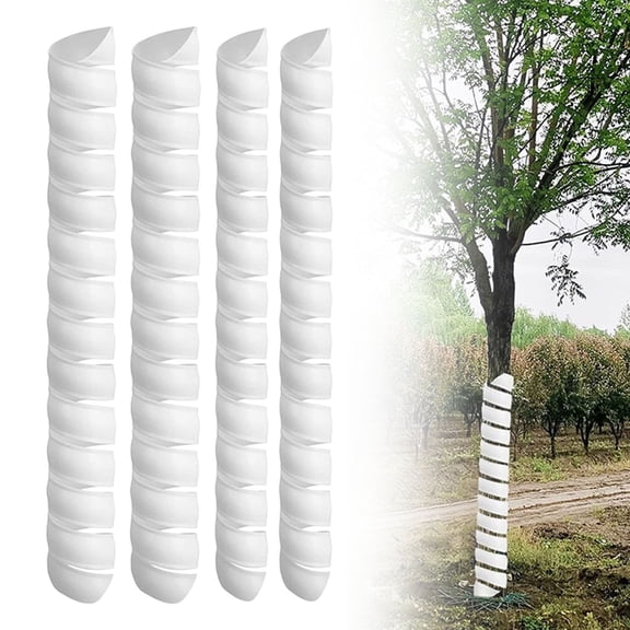 Spiral Tree Trunk Protective Cover Set (4 pieces, 2 large + 2 small)/ 4 Pack Tree Protector 15.7" X 1.6"/2" Plastic Guards For Squirrel & Rotating Design For Young Trees & Plants