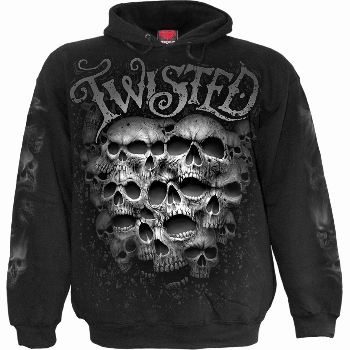 Spiral Twisted Skulls Men's Cotton Hoody Black