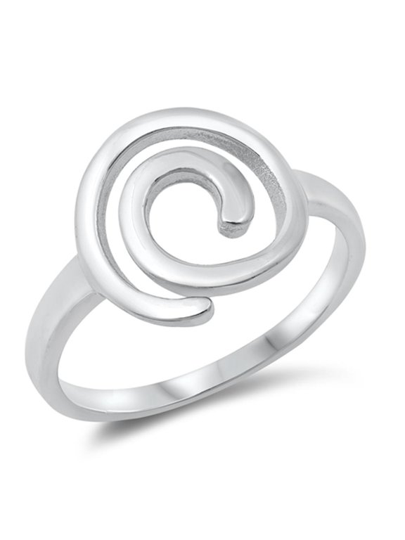 Spiral Wide Large Loop Knot Wave Ring .925 Sterling Silver Band Jewelry Female Male Unisex Size 10