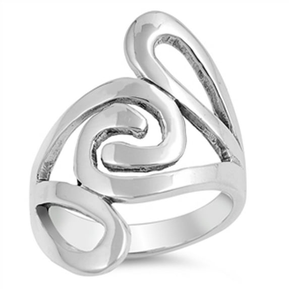 Spiral Wide Wave Retro Chic Fun Ring .925 Sterling Silver Band Jewelry Female Male Unisex Size 10
