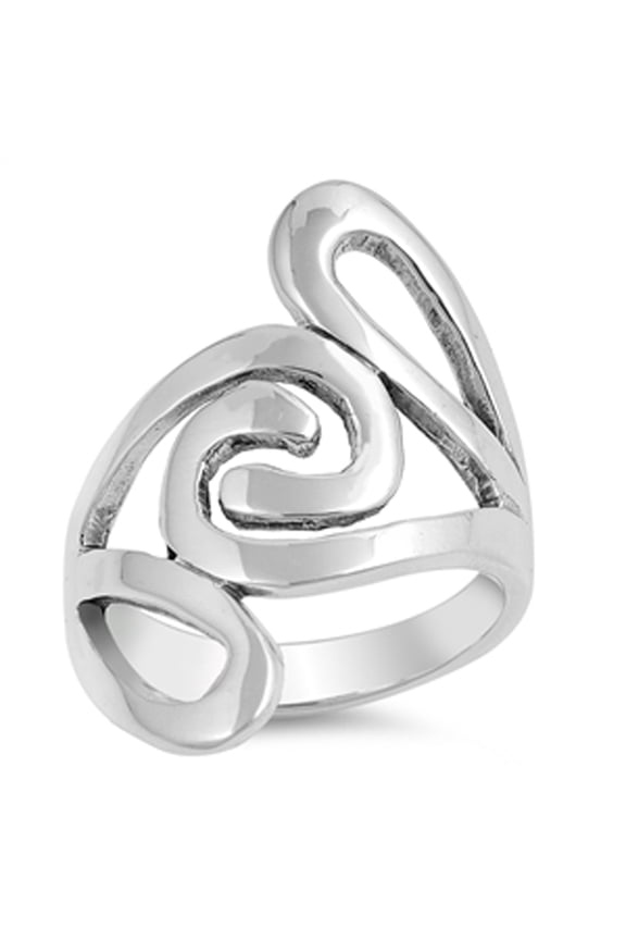 Spiral Wide Wave Retro Chic Fun Ring .925 Sterling Silver Band Jewelry Female Male Unisex Size 12