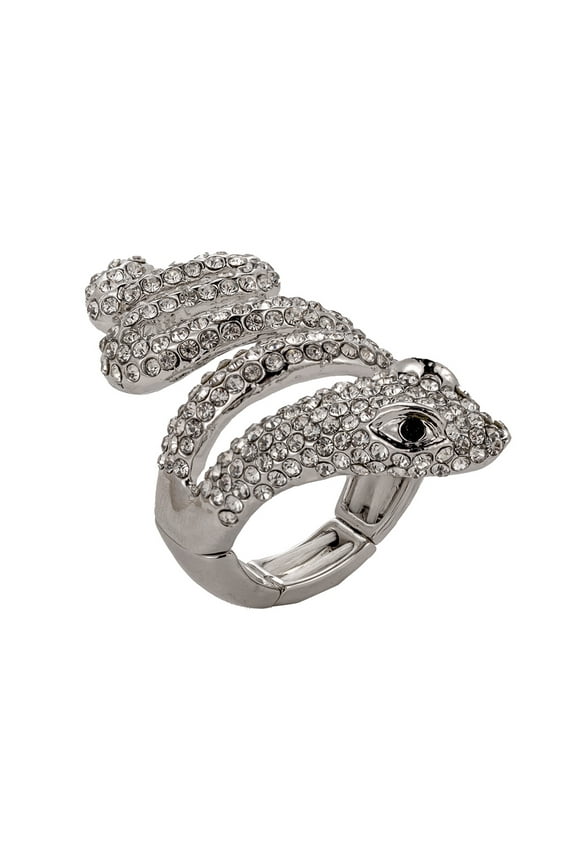 Spiral Wrap Crystal Snake Vintage Chunky Cluster Rhinestone Stretch Statement Cocktail Rings for Women