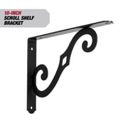 Hyper Tough Spiral and Scroll Shelf Bracket, Steel, 10 inch, Black