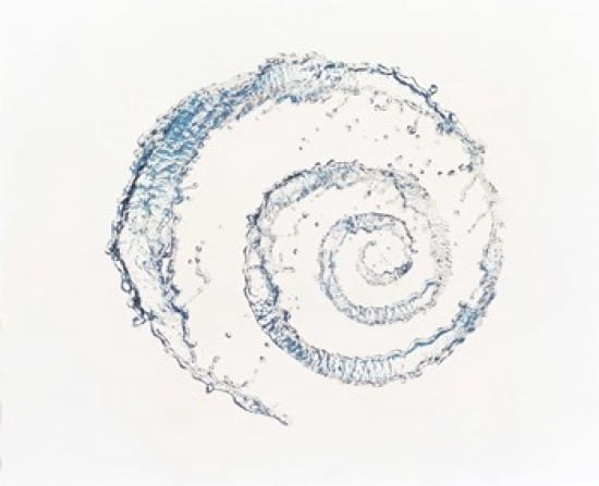 Spiral of water drops with white background Canvas Art - Panoramic Images (36 x 30)