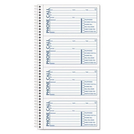 Spiralbound Message Book, Two-Part Carbonless, 2.75 X 5, 4/page, 400 Forms | Bundle of 2 Each