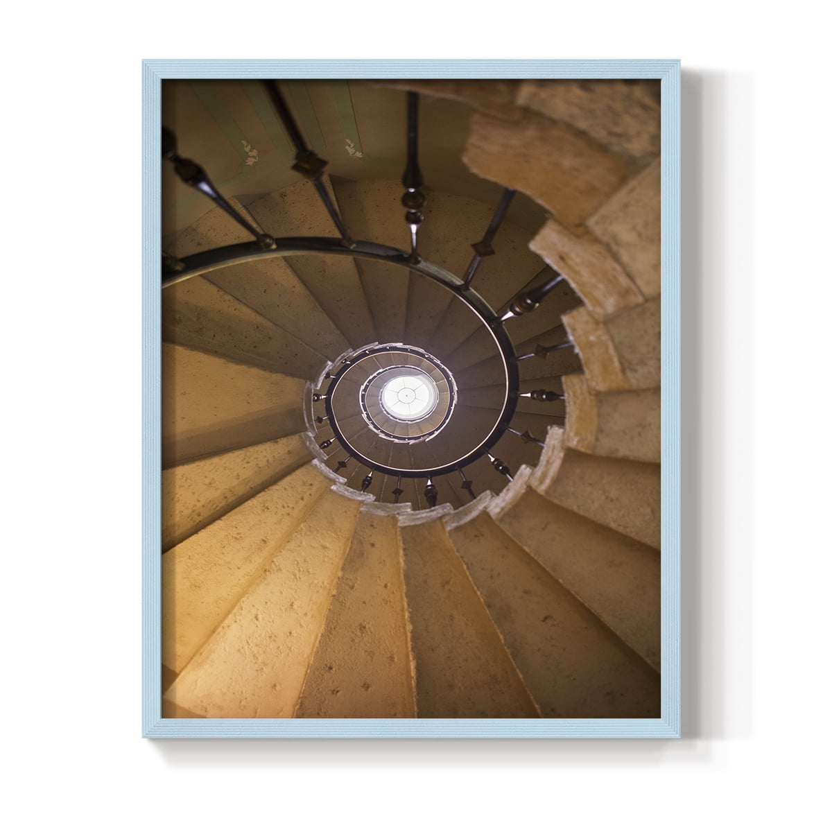 Spiraling II Framed Print in Blue Solid Wood Framed Print No Nail Hanging