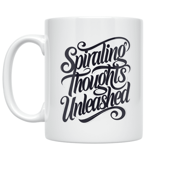 Spiraling Thoughts Unleashed Typography - Office Worker - 11 oz Ceramic Coffee Mug