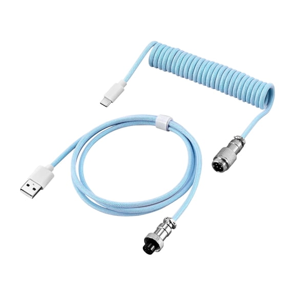 Coiled Keyboard Cable Type C To USB-A Mechanical Keyboard Cable Detachable Metal Aviators Double Sleeved Wire For Gaming