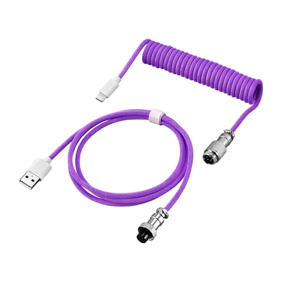 Spirals Coiled USB A To Type C Cable For Mechanical Keyboard With Retractable Design And Braided Cover
