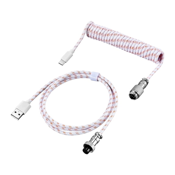 Spirals Coiled USB A To Type C Cable For Mechanical Keyboard With Retractable Design And Braided Cover