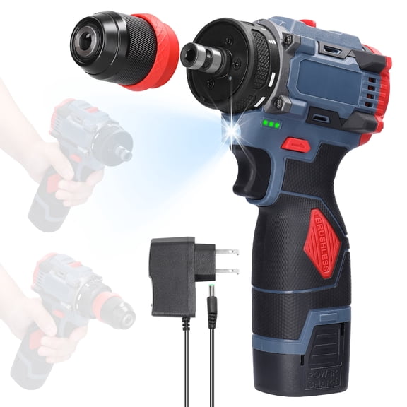 Spirastell Electric drill,2in1 Drill Torque Motor Screw Drill Screwdriver Motor Screw Driver 45Nm Torque Motor HUIOP Tool Appliances Furniture Installation Tool 45Nm Torque El