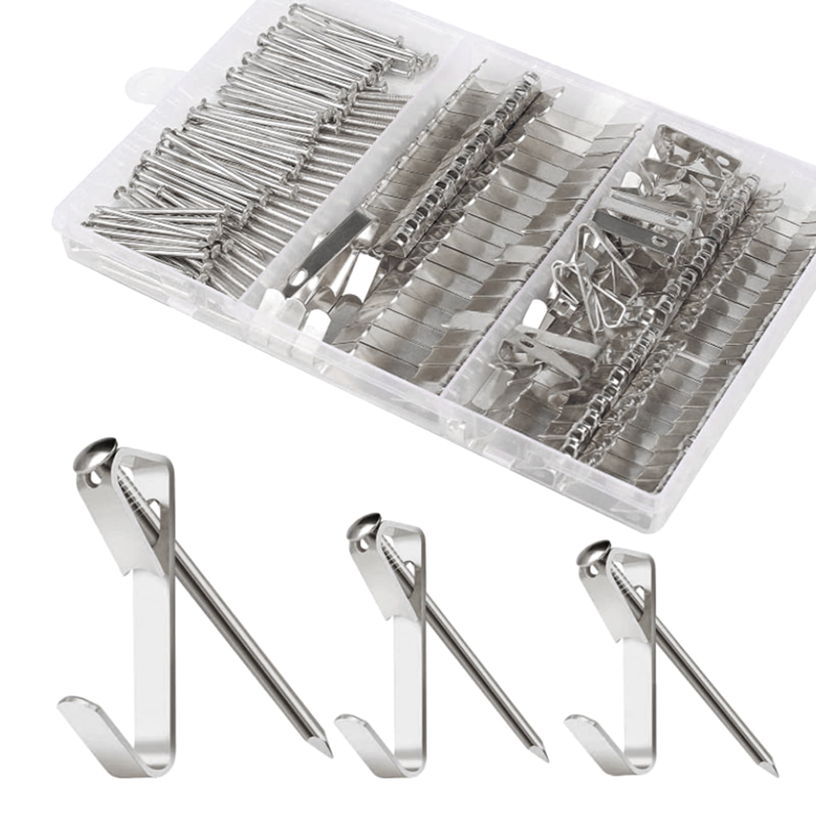 Silver Heavy Duty Picture Hanging Kit with Nails, 184 Pieces