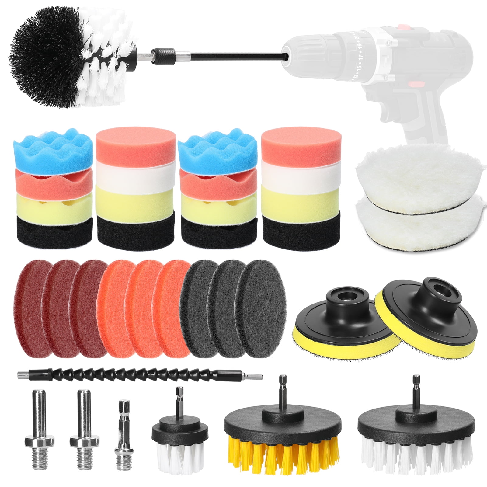 Spirastell Polishers,Pad Kit Set Polisher Buffer Waxer Tool Set 38PCS Car Kit Set Car Waxer
