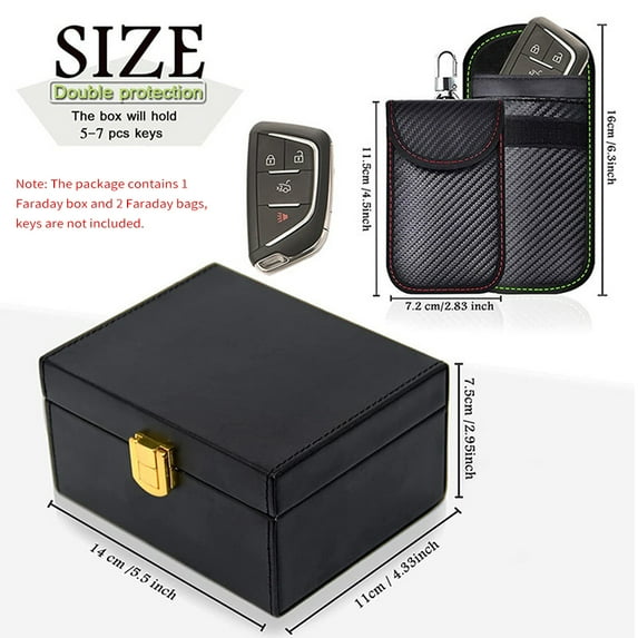 Spirastell Signal Blocking Box,Keyless Car Key Box With 2 Pouch Key Keyless With 2 Faraday-theft 2 Faraday Pouch Faraday Box With Faraday Pouch Key Car KeyKey